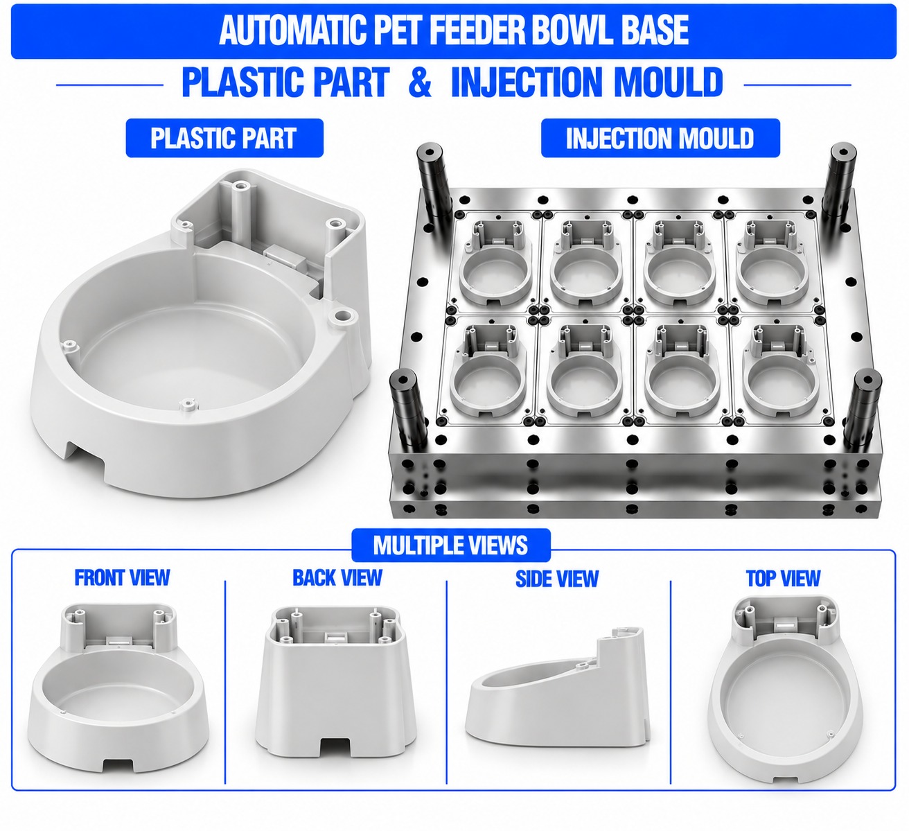 Automatic Pet Feeder Plastic Bowl Base Mould and Moulding Service